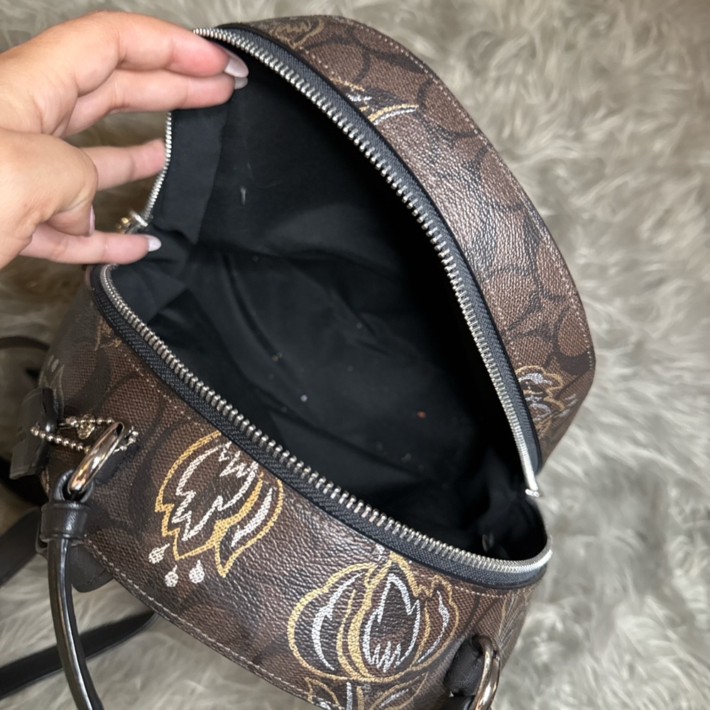 Coach Dark Brown Backpack with Floral Design - Picture 5 of 5